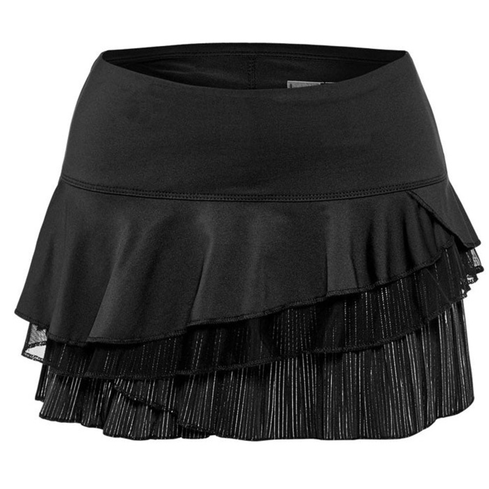Lucky In Love Hyper Wave Pinstripe Rally Skirt, Black/Metallic, Size M, Like New